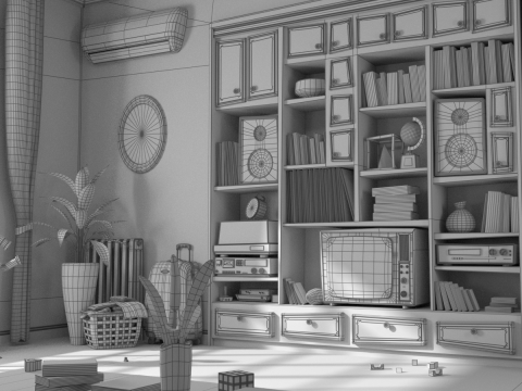 Cartoon Hall Living Room V2 Modèle 3D