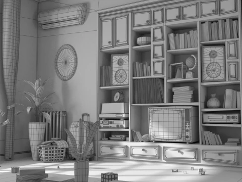 Soggiorno sala cartoni animati V2 Modello 3D