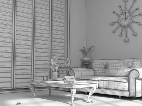 Soggiorno sala cartoni animati V2 Modello 3D