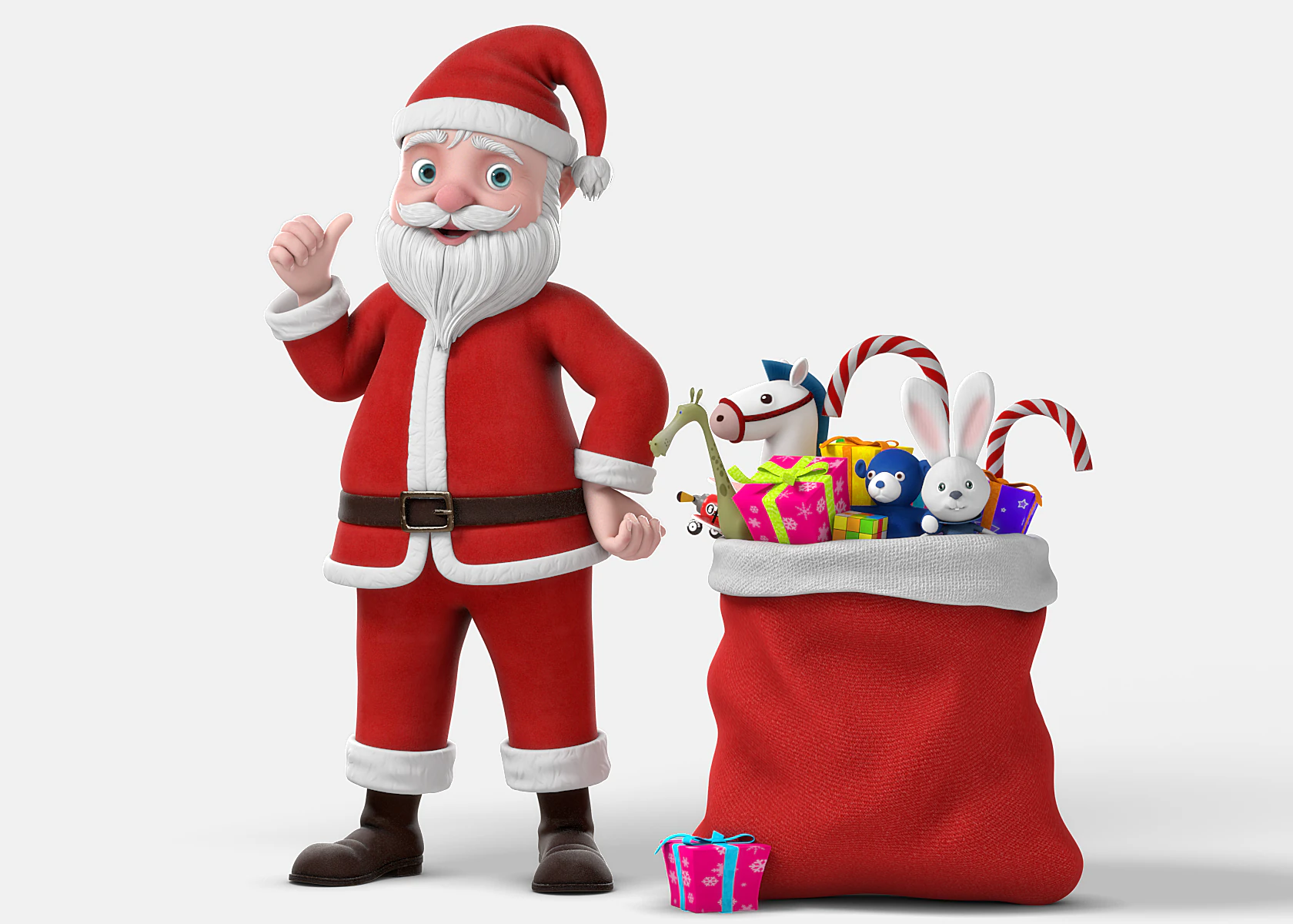 Cartoon Santa Claus Rigged 3D Model .c4d .max .obj .3ds .fbx .stl .blend
