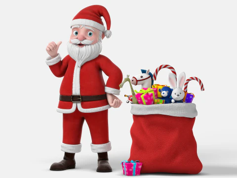 Papai Noel dos desenhos animados manipulado Modelo 3D