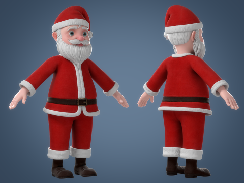 Cartoon Santa Claus Rigged Model 3D