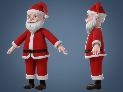 Cartoon Santa Claus Rigged Model 3D