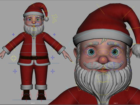 Cartoon Santa Claus Rigged Model 3D