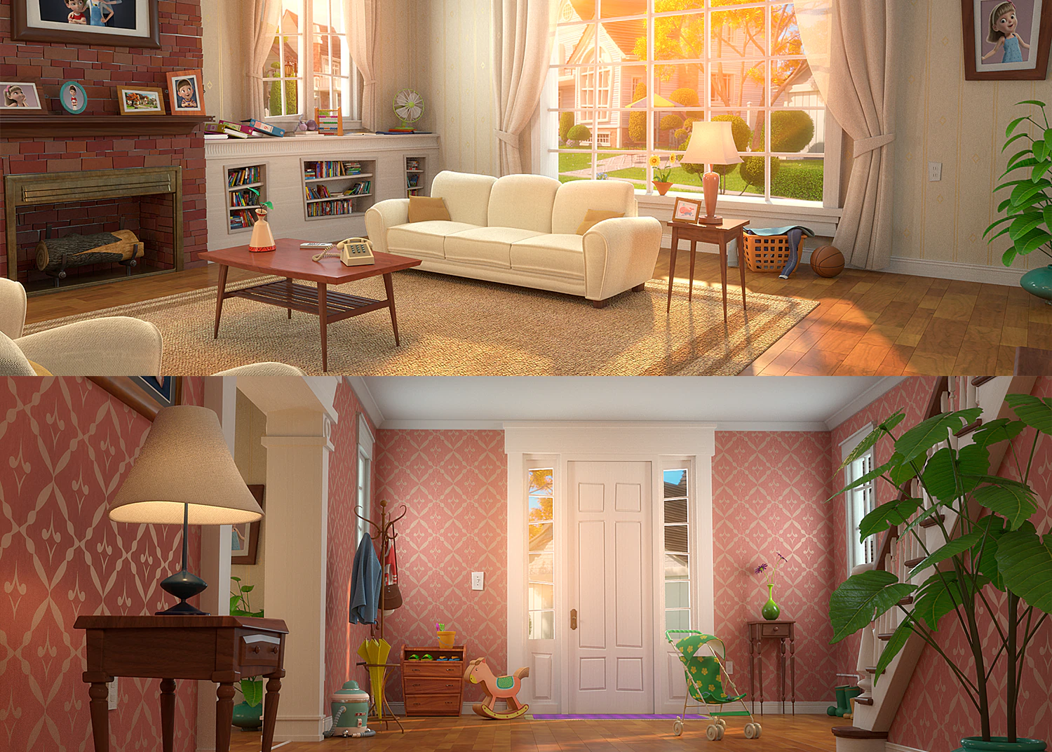 Cartoon Hall Living Room 3D Model .c4d .max .obj .3ds .fbx .stl .blend 