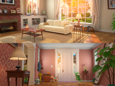 Cartoon Hall Living Room Model 3D