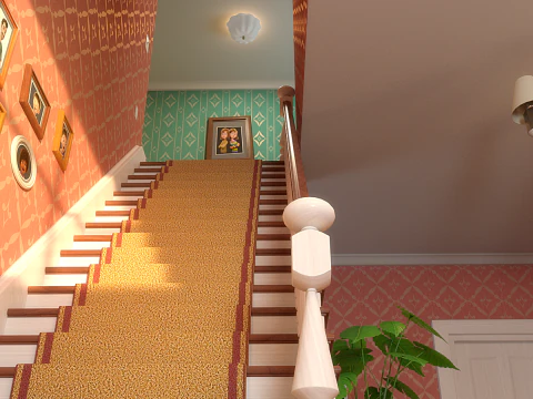 Cartoon Hall Living Room 3D Model