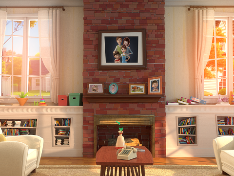 Cartoon Hall Living Room 3D Model