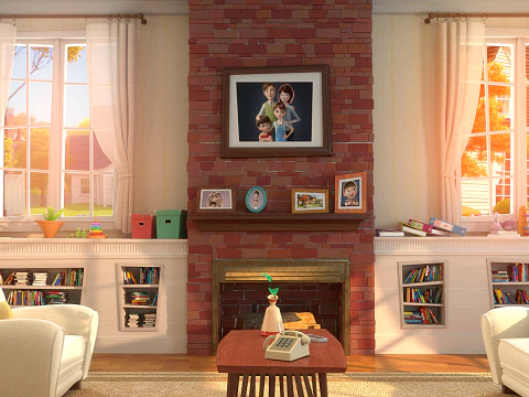 Cartoon Hall Living Room 3D Model