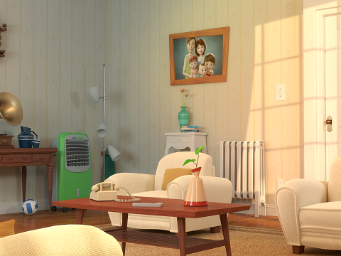 Cartoon Hall Living Room 3D Model