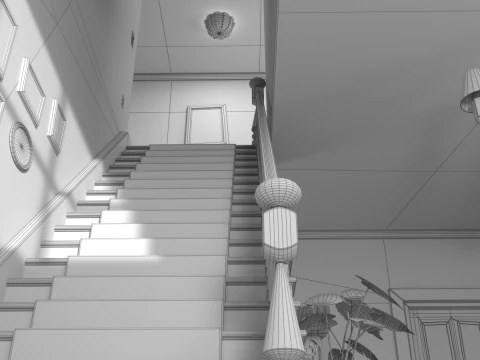 Cartoon Hall Living Room 3D Model