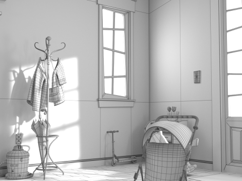 Cartoon Hall Living Room 3D Model