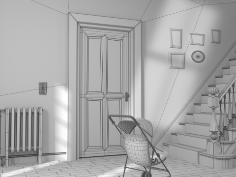 Cartoon Hall Living Room 3D Model