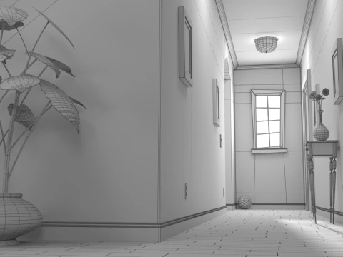 Cartoon Hall Living Room 3D Model