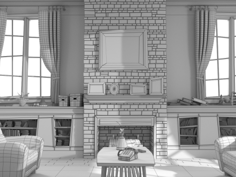 Cartoon Hall Living Room 3D Model