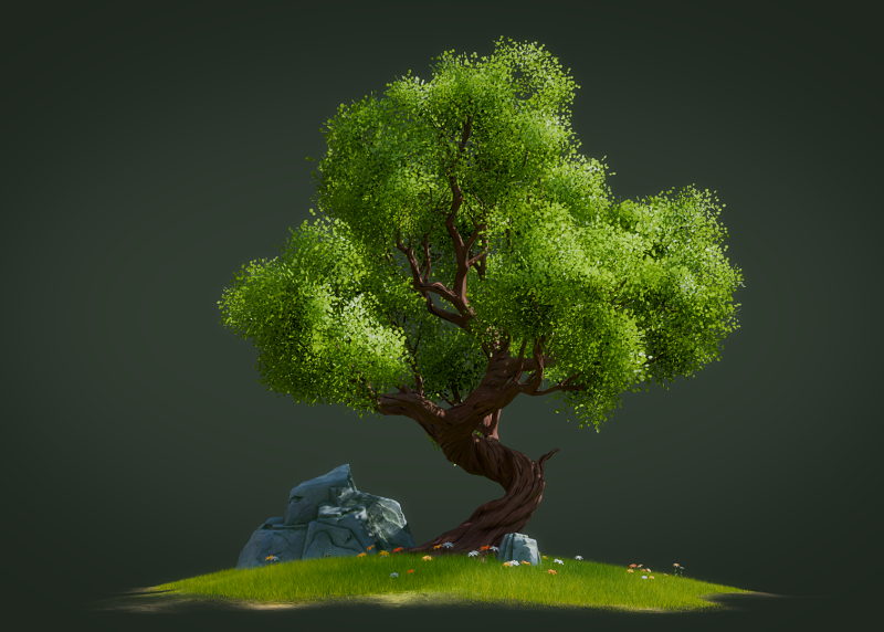 Cartoon Stylized Tree 3D मॉडल .c4d .max .obj .3ds .fbx .stl .blend