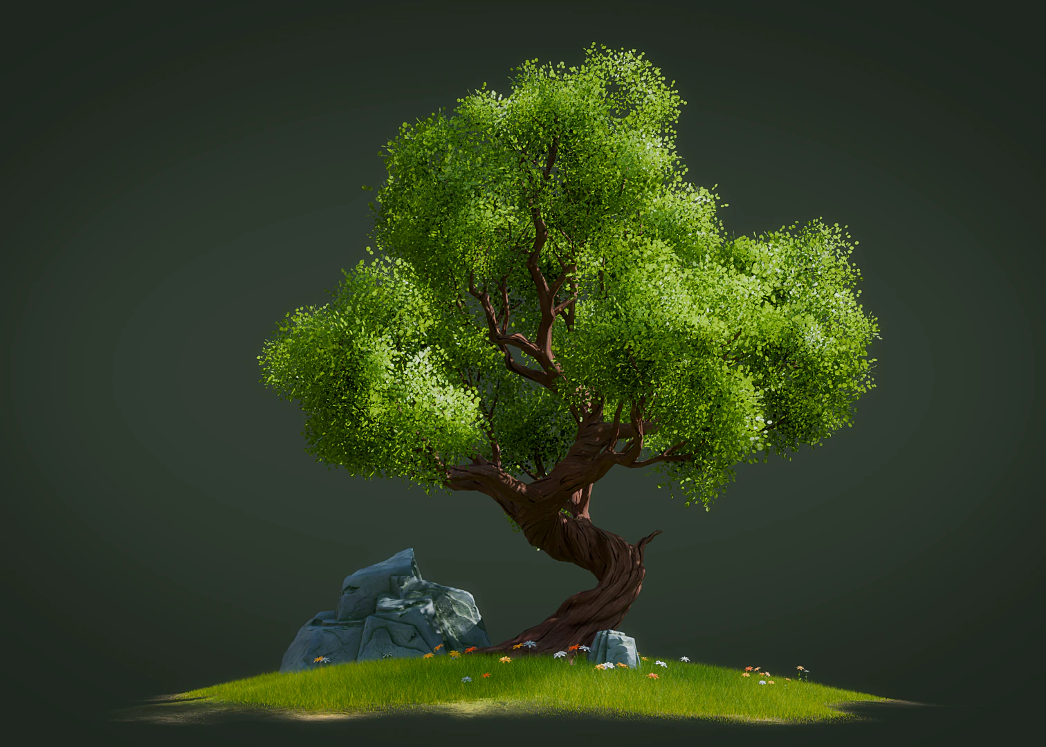 Cartoon Stylized Tree 3D Model .c4d .max .obj .3ds .fbx .stl .blend 