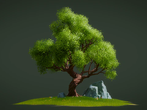 Cartoon Stylized Tree 3D Model