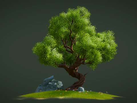 Cartoon Stylized Tree 3D Model