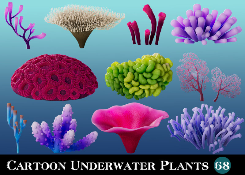 Underwater Plants Collection 3D Model .c4d .max .obj .3ds .fbx .stl .blend 