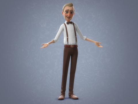 Cartoon Old Man Rigged Modèle 3D