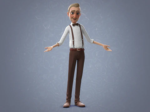 Cartoon Old Man Rigged 3D Model