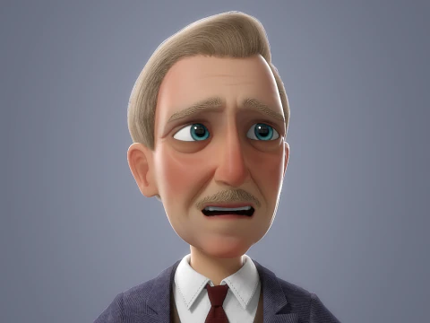 Cartoon Old Man Rigged 3D Model