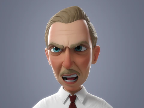 Cartoon Old Man Rigged 3D Model