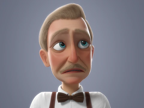 Cartoon Old Man Rigged 3D Model