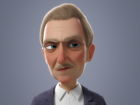 Cartoon Old Man Rigged Modèle 3D