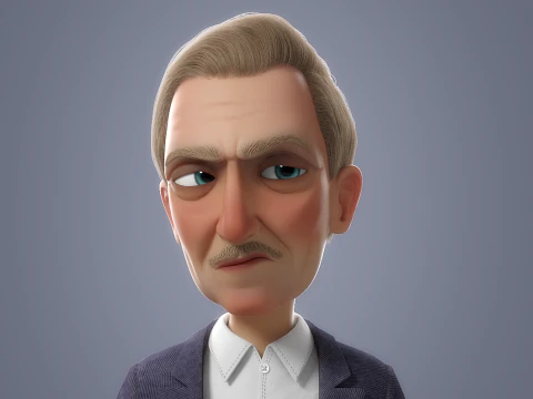 Cartoon Old Man Rigged 3D Model