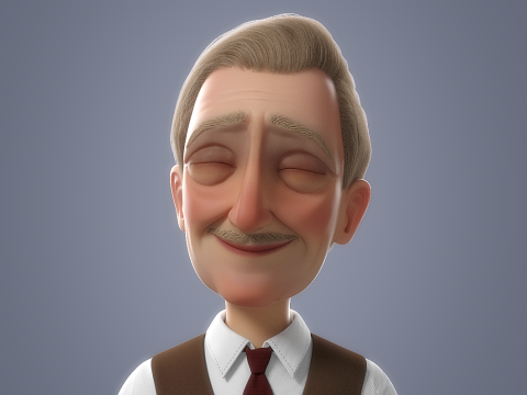 Cartoon Old Man Rigged Modèle 3D