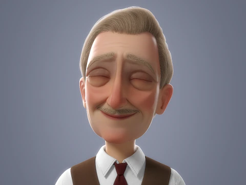 Cartoon Old Man Rigged 3D Model