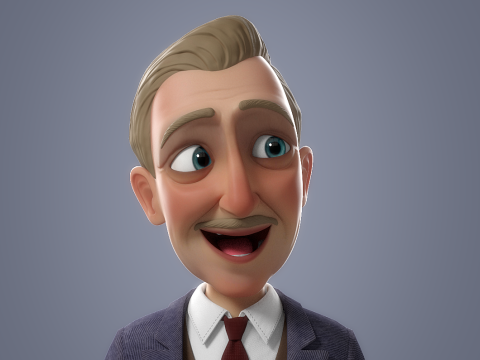 Cartoon Old Man Rigged Modèle 3D
