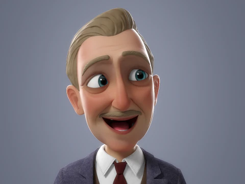 Cartoon Old Man Rigged 3D Model
