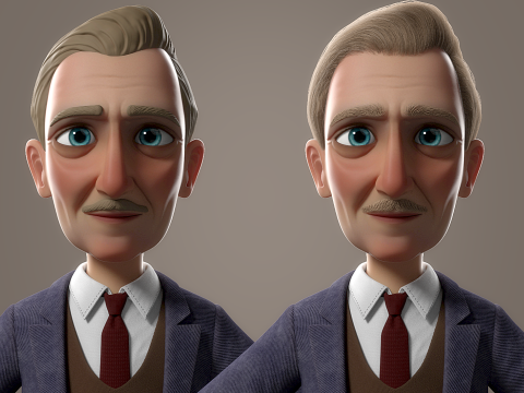 Cartoon Old Man Rigged Modèle 3D