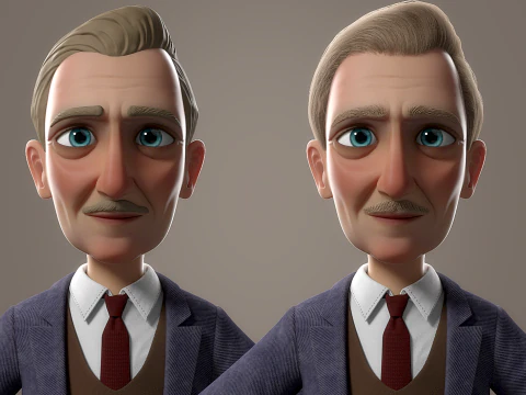 Cartoon Old Man Rigged 3D Model