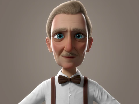 Cartoon Old Man Rigged 3D Model