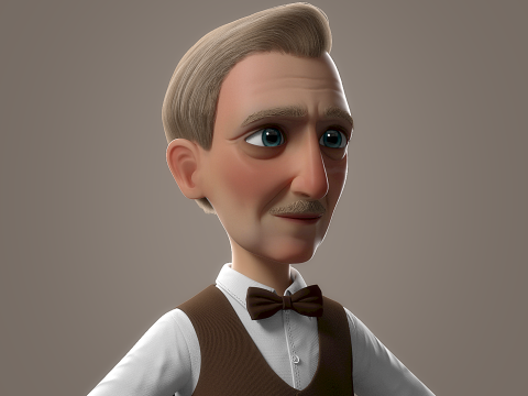 Cartoon Old Man Rigged Modèle 3D
