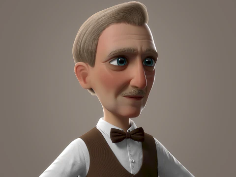 Cartoon Old Man Rigged 3D Model