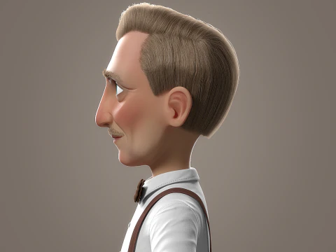 Cartoon Old Man Rigged 3D Model