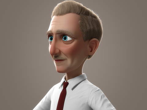 Cartoon Old Man Rigged Modèle 3D