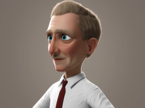 Cartoon Old Man Rigged 3D Model