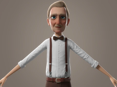 Cartoon Old Man Rigged 3D Model