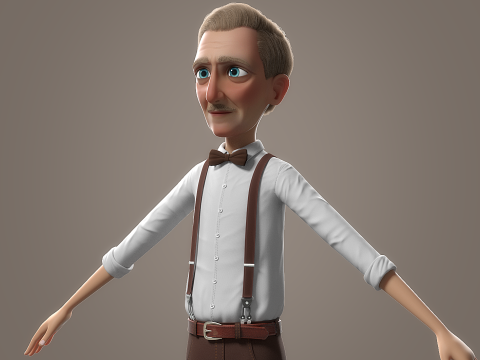 Cartoon Old Man Rigged Modèle 3D