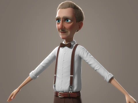 Cartoon Old Man Rigged 3D Model
