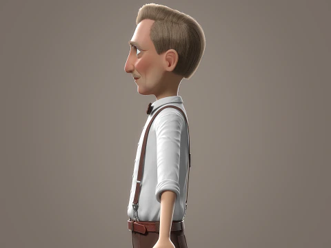 Cartoon Old Man Rigged 3D Model