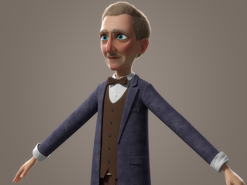 Cartoon Old Man Rigged Modèle 3D
