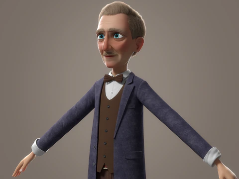Cartoon Old Man Rigged 3D Model