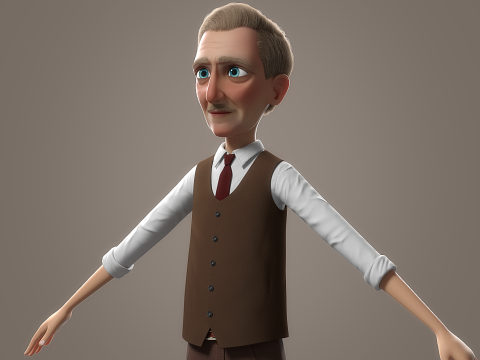 Cartoon Old Man Rigged Modèle 3D